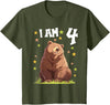 4 years old 4th birthday Bear Kids 4 Years old 4 birthday Bears Boy Girl Bear T-Shirt - Olive Green