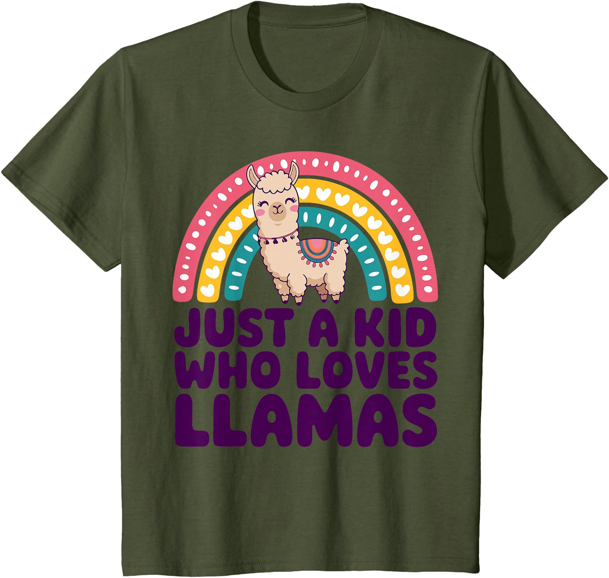 Kids Llama Shirts Childrens Llama Kids T-Shirt - Olive Green