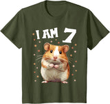 7 Years old 7 birthday Hamsters Boy Girl Hamster T-Shirt - Olive Green