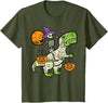 Toddler Boy Halloween Shirts For Boys Kids Kids Skeleton Dino Pumpkin Halloween Costume Toddler Boys Kids T-Shirt - Olive