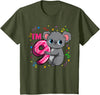 Birthday Gifts For Girls By Raleigh 9th Birthday Shirt For Girls Koala Bear 9 Years Old T-Shirt - Olive Green