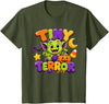 Tiny Tricksters Tiny Terror Cute Kids Halloween Monster Design T-Shirt - Olive Green