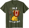 Safari Zoo Jungle Birhtday Gifts Outfits Kids 3 Year Old 3rd Birthday Party Lion T-Shirt - Olive Green