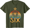 6 Birthday Lion Vintage Design Lion Birthday 6 Year Old Lion 6th Birthday Boy Girl T-Shirt - Olive Green
