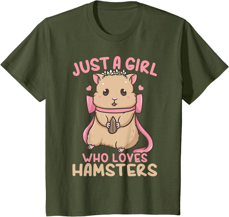 Kids Hamster Just A Girl Who Loves Hamsters T-Shirt - Olive Green