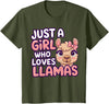 Kids Llama Shirts Girl Llama Kids T-Shirt - Olive Green