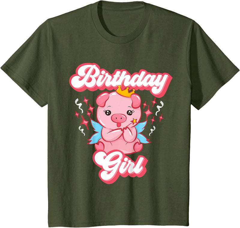 Pig Piggy Piglet Birthday Shirts and Gifts Pig Birthday Party Cute Girl Piggy Piglet Girls Gift T-Shirt - Olive Green