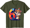 6th Birthday Hamster Kids T-Shirt - Olive Green