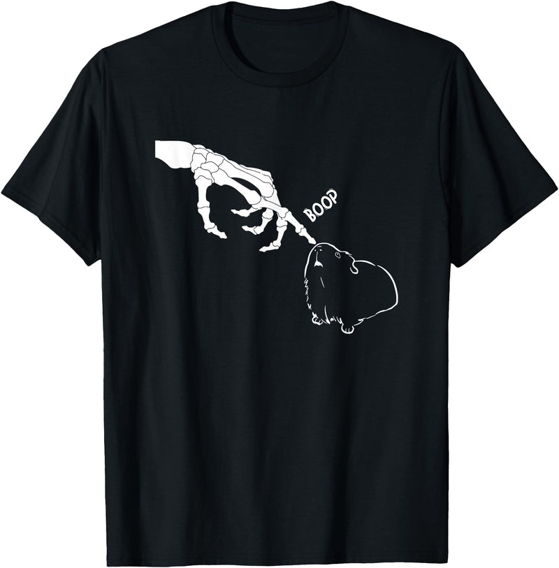 Guinea Pig Boop Skeleton Halloween Boys Girls Guinea Pig Scary Skeleton Hand Boop Funny Spooky Halloween T-Shirt - Black