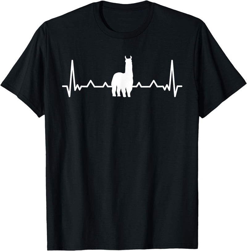 LLama Gifts & Accessories Llama Heartbeat Alpaca Llama Lover T-Shirt - Black