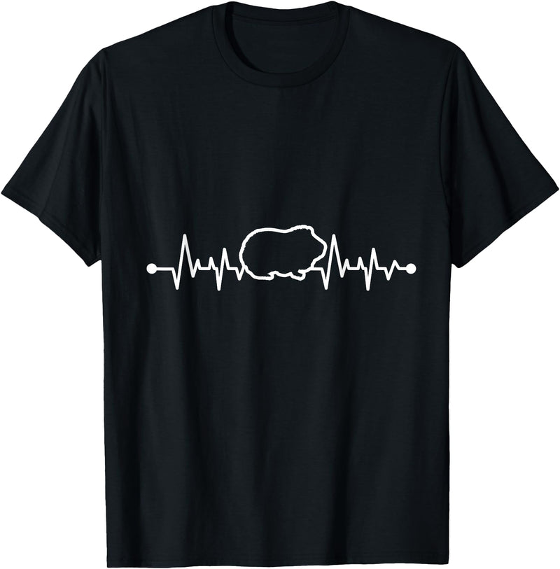 Animal Tee & Guinea Pig Animal Furry Potato Heartbeat Guinea Pig T-Shirt - Black