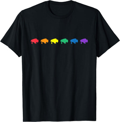 Cow Buffalo Ny Gay Pride Week Rainbow Colors Lgbtq Ally T-Shirt