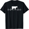 Farm and Holstein Cow for Men and Cattle Clothing Heartbeat Pulse ECG - Holstein Rancher For Cattle Farmer T-Shirt - Black