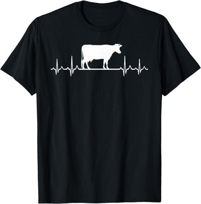Farm and Holstein Cow and Cattle Heartbeat Pulse Ecg T-Shirt