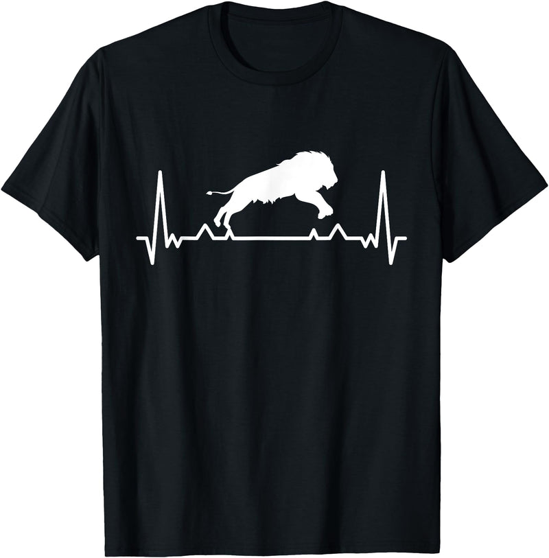 Africa Animal Safari Lion Gift Africa Lion Safari Animal Heartbeat Gift Lion T-Shirt - Black