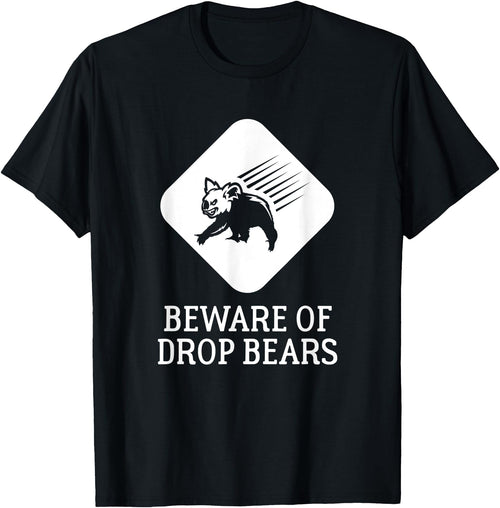 Australia Gifts Beware of Drop Bears Drop Bear T-Shirt - Black