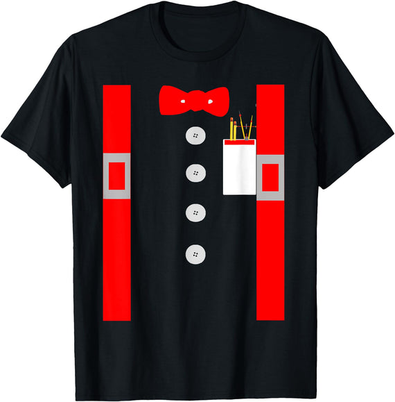Fun With Ties By HustlaGirl Nerd Costume Shirt Red Suspenders Pocket Protector T-Shirt - Black