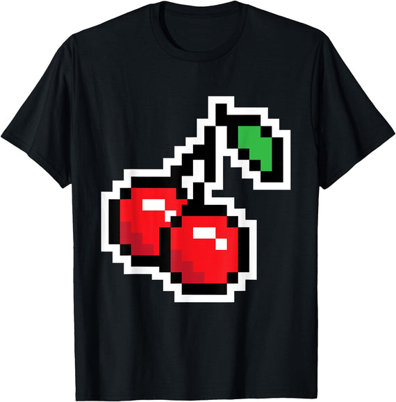 Cherries & Games Gifts Pixel Cherries 80s Video Game Halloween Costume Easy Group T-Shirt - Black