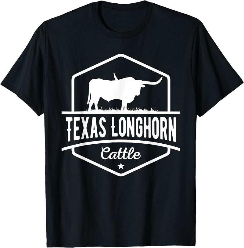 Farm and Longhorn Gift for Men and Cattle Clothing Texas Longhorn Cattle - Longhorn Cow For Cattle Farmer T-Shirt - Black