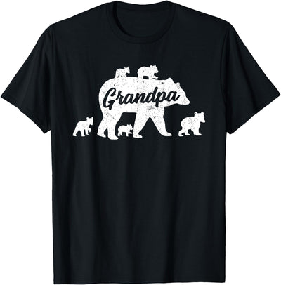Vintage Grandpa Bear with 5 Cub Father's Day T-Shirt