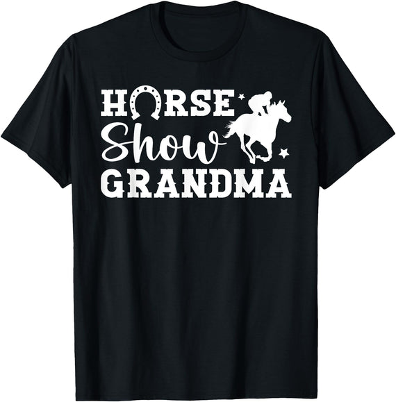 Cute Horse Show Grandma For Mother's Day Horse Show Grandma Equestrian Grandmother T-Shirt - Black