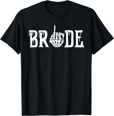 Skull Skeleton Halloween Wedding Bachelorette Bride Skeleton Ring Finger Halloween Wedding Bachelorette T-Shirt