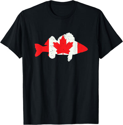 Canada Flag Walleye Fishing Mens Walleye Fish Cool Gifts T-Shirt