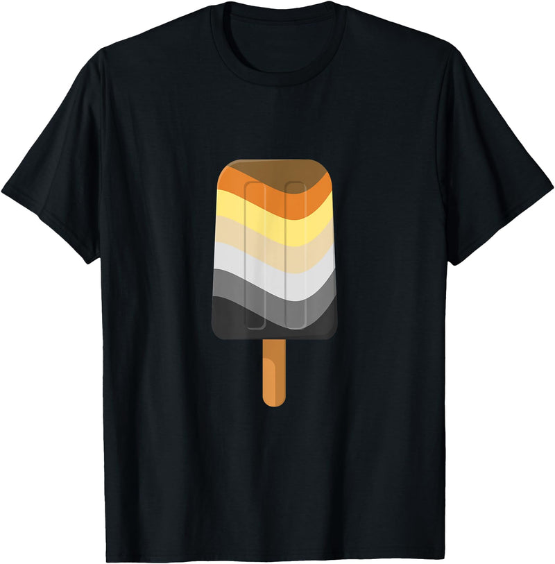 Live Loud Graphics Seamless Reapeating Gay Bear Pride Flag Ice Pop Pattern T-Shirt - Black