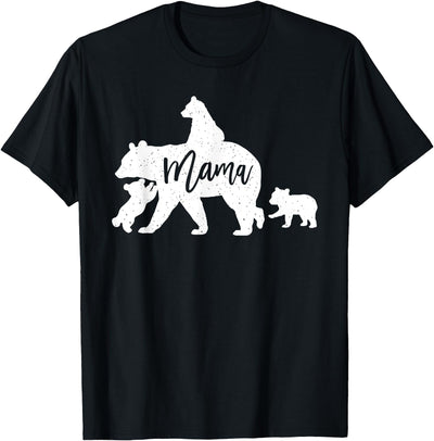 Mama Bear 3 Baby Bear Cubs Following Riding on Back T-Shirt