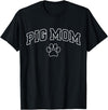 Pig Mom Typography Design Pig Mom Funny Athletic Lettering Pet Owner Mama T-Shirt - Black