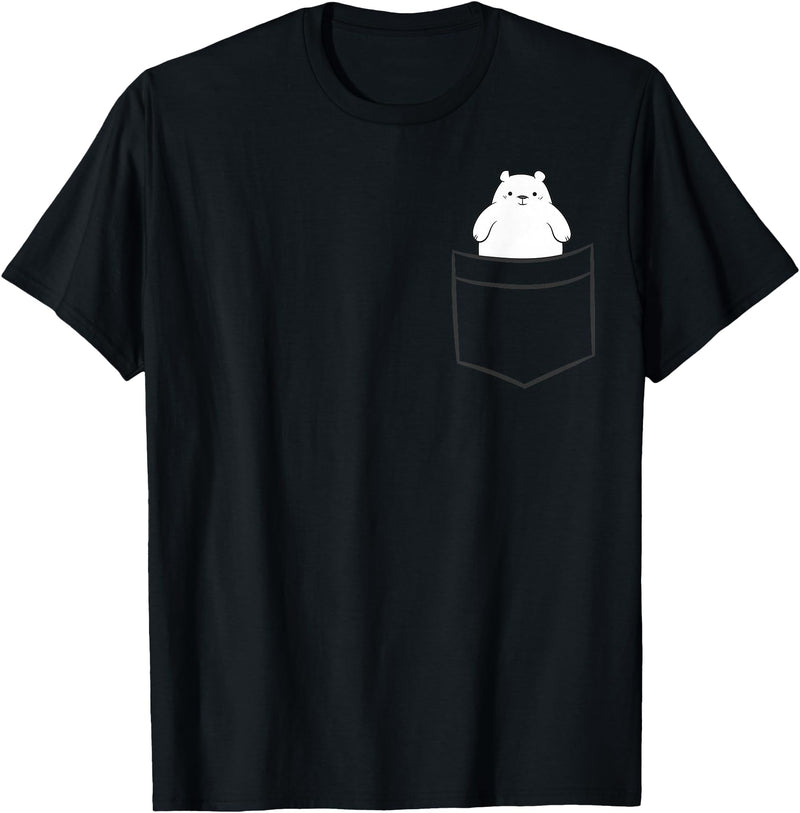 Arctic Polar Bear Gifts And Tees Polar Bear In a Pocket Cute Pocket Polar Bear T-Shirt - Black