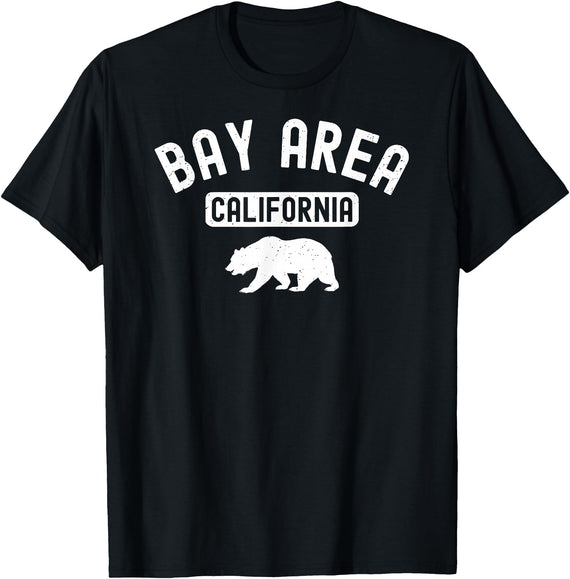 Cali Retro Tees Bay Area San Francisco Oakland Berkeley California 510 Bear T-Shirt - Black