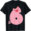 Pig Outfit For 6 Year Old Boys Kids Girls Fun 6th Birthday Pig Themed 6 Year Old Boys Kids Pig Lovers T-Shirt - Black