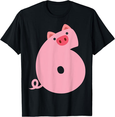 Fun 6th Birthday Pig Themed 6 Year Old Boys Kids Pig Lovers T-Shirt