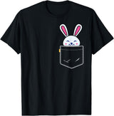 Bunny in Pocket Rabbit Lover Gifts for Women Men Kids T-Shirt in Black