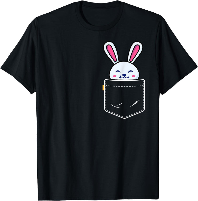 Bunny in Pocket Rabbit Lover Gifts for Women Men Kids T-Shirt in Black
