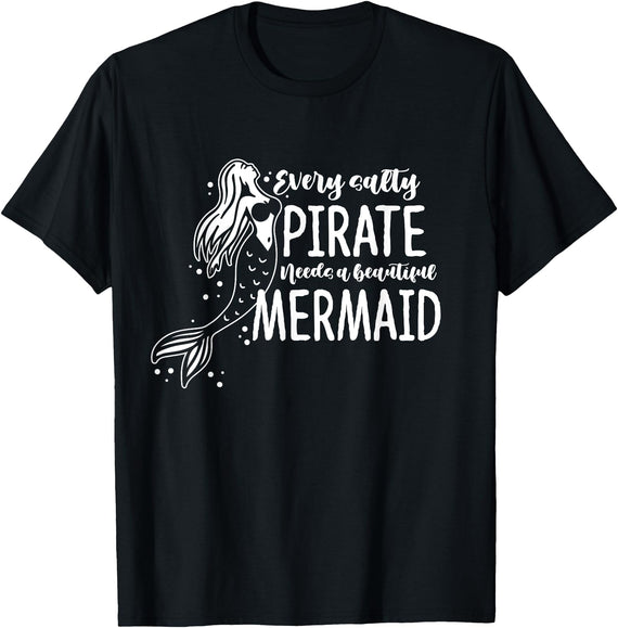 Every salty pirate needs a beautiful mermaid pirate T-Shirt - Black