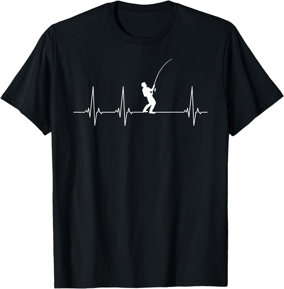Fishing gifts Fishing heartbeat T-Shirt - Black