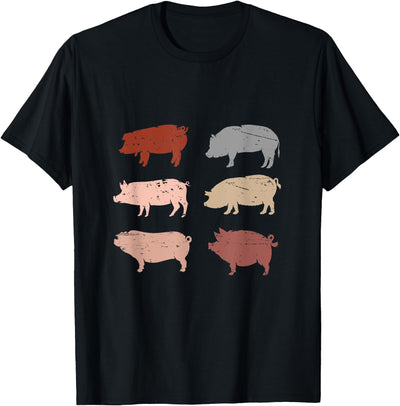 Retro Pig Lover Farm Animals Swine Vintage Pig T-Shirt