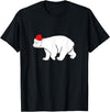 Polar Bear Xmas Pajama Polar Bear With Santa Hat Xmas Winter Christmas Pajama T-Shirt - Black