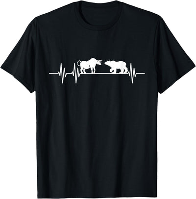 Stock Trader Bull Bear Heartbeat Trading T-Shirt