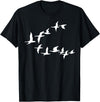 Marron Bear Birds In Flight, V Pattern Flock Of Geese T-Shirt - Black