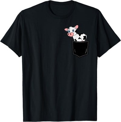 Pocket Food Animales Birds Fish Pocket Animal Cute Cow Funny T-Shirt