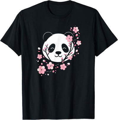 Cherry Blossom Panda Cute Minimalist Giant Panda Bear T-Shirt