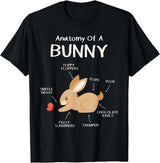 Rabbit Clothes Easter Outfit Hare Lover Gift Anatomy Bunny T-Shirt in Black
