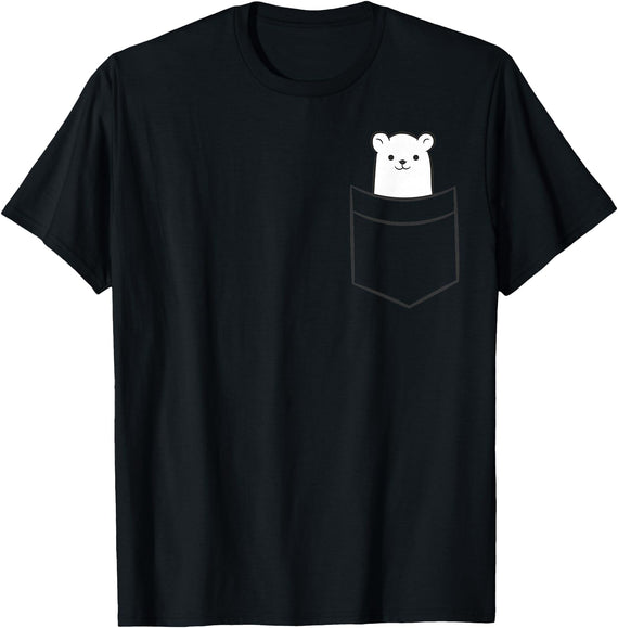 Arctic Polar Bear Tees And Gifts Polar Bear In The Pocket Funny Pocket Polar Bear T-Shirt - Black