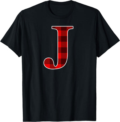 Cow Buffalo Plaid Forever Monogram Letter Matching Holiday 2 T-Shirt