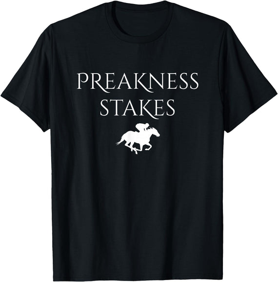 Horse Racing Derby Designs Preakness Horse Racing Shirts for Men, Stakes Apparel Tee T-Shirt - Black