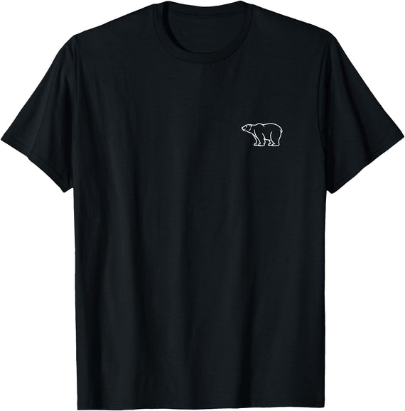 The Polar Bear Apparel Co Polar Bear Minimalist Badge Patch Line Art T-Shirt - Black