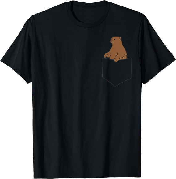 Cute Bear Lover Gifts Grizzly Bear Fake Bag T-Shirt - Black